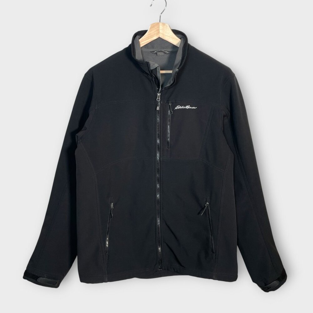 Eddie Bauer Medium Weight Jacket LARGE TALL Black Hiking Performance